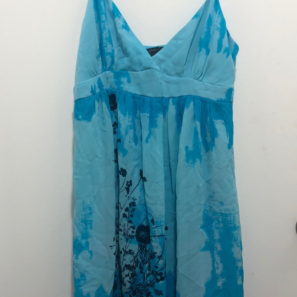 BCBG Maxazria Blue Strap Floral Mini Dress, Medium